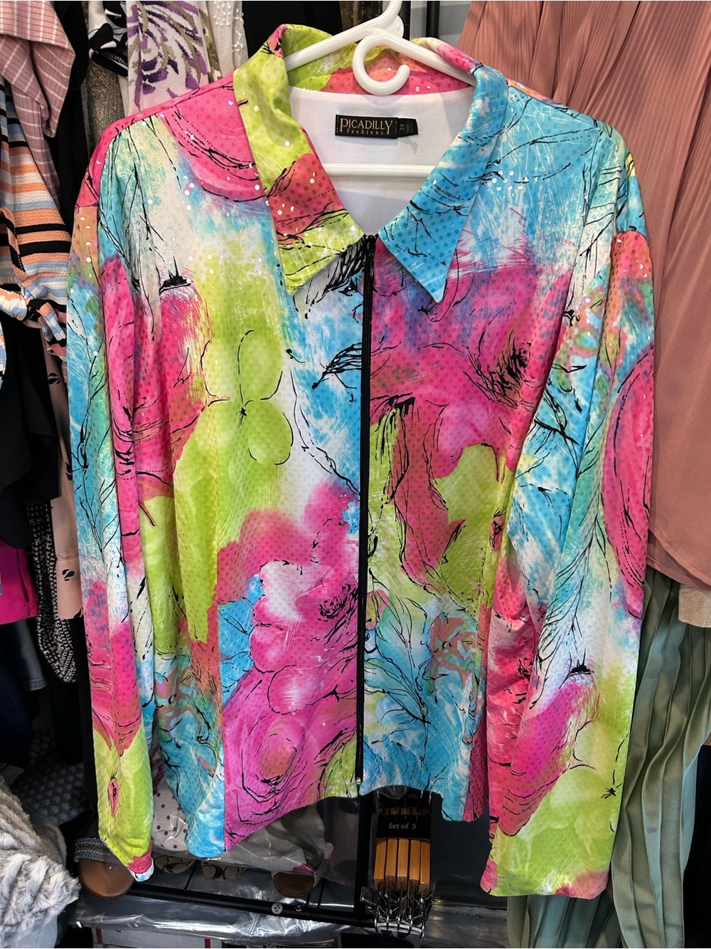 Picadilly Fashion | 3XL | Multi-color Floral Sequin Jacket